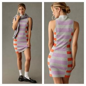 NEW Anthropologie Daily Practice ribbed striped mock neck sweater dress